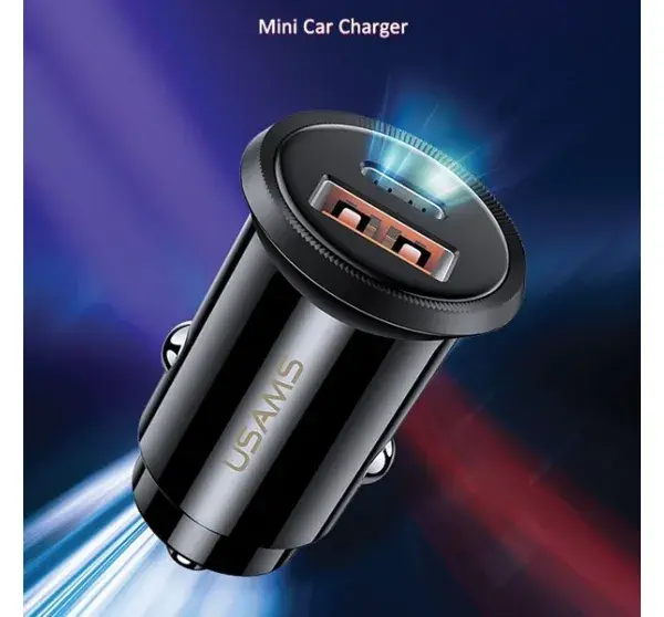 Usams US-CC086 C12 QC4.0+PD3.0 Fast Car Charger Black (CC86TC01)-image-3