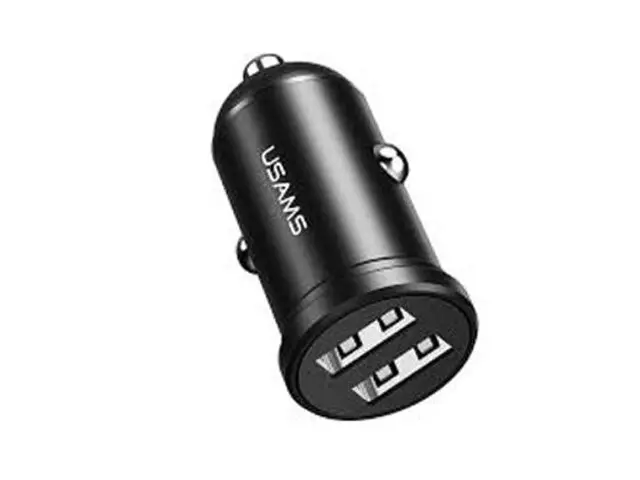 Usams US-CC114 C20 2.4A Dual USB Car Charger Black (CC114TC01)-image-1