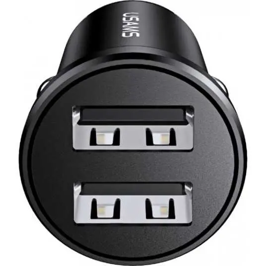 Usams US-CC114 C20 2.4A Dual USB Car Charger Black (CC114TC01)-image-4