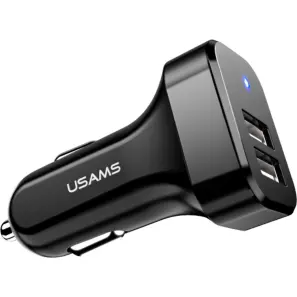 Usams US-CC122 C23 36W Dual USB Car Charger Transparent Black (CC122CC01)