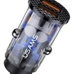 Usams US-CC122 C23 36W Dual USB Car Charger Transparent Blue (CC122CC02)-thumb-1