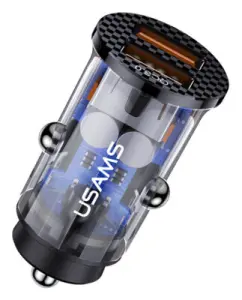 Usams US-CC122 C23 36W Dual USB Car Charger Transparent Blue (CC122CC02)