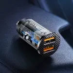 Usams US-CC122 C23 36W Dual USB Car Charger Transparent Blue (CC122CC02)-thumb-2