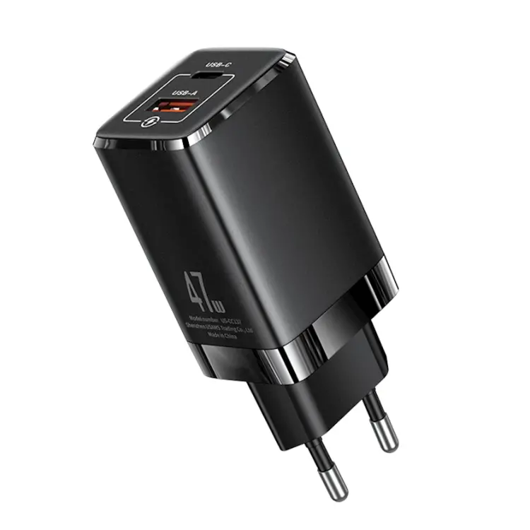 Usams US-CC137 T41 47W GaN PD+QC Mini Fast Charger (EU) Black (CC137TC01)-image-1