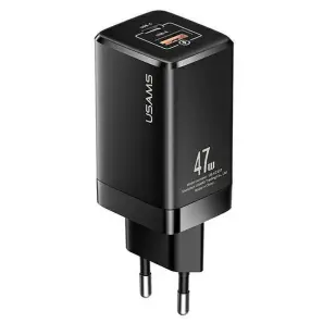 Usams US-CC137 T41 47W GaN PD+QC Mini Fast Charger (EU) Black (CC137TC01)