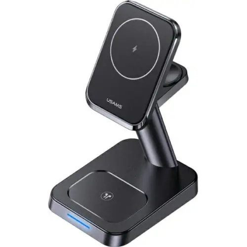 Usams US-CC150 3in1 Magnetic Wireless Charging Stand Black (CC150WXC01)-image-2