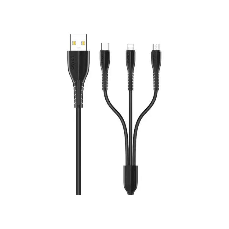 USB naqil Usams US-SJ367 U35 3in1 Cable 1m Black (SJ367USB01)-image-1