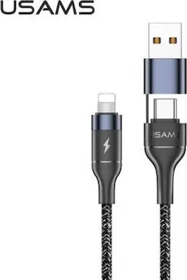 Usams US-SJ404 U31 Type-C/USB to Lightning Cable 1.2m Black (SJ404USB01)-image-1