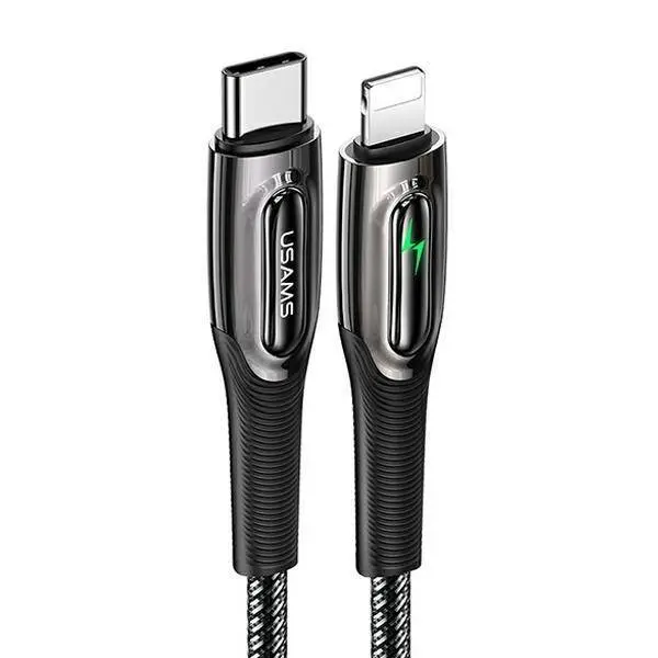 Usams US-SJ518 20W Type-C to Lightning Smart Power-off Cable 1.2m Black (SJ518USB01)-image-1