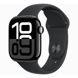 Apple Watch Series 10 GPS 42mm Jet Black Aluminium Case with Black Sport Band - S/M