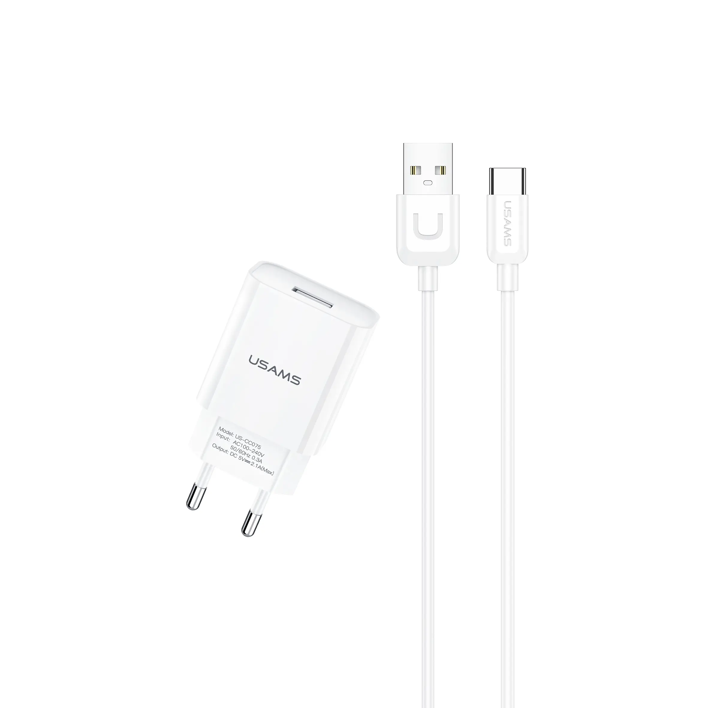 Usams T21+U-Turn Micro Cable Charger Kit White (T21OCMC01)-image-1