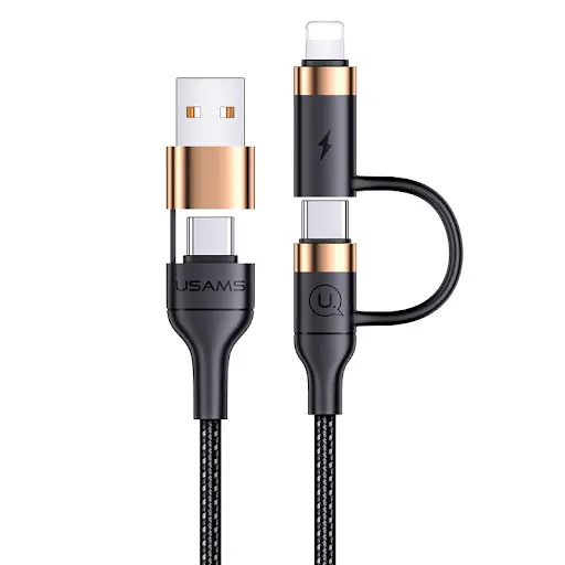 Usams US-SJ483 U62 USB/Type-C to Type-C/Lightning Cable Black (SJ483USB01)-image-1