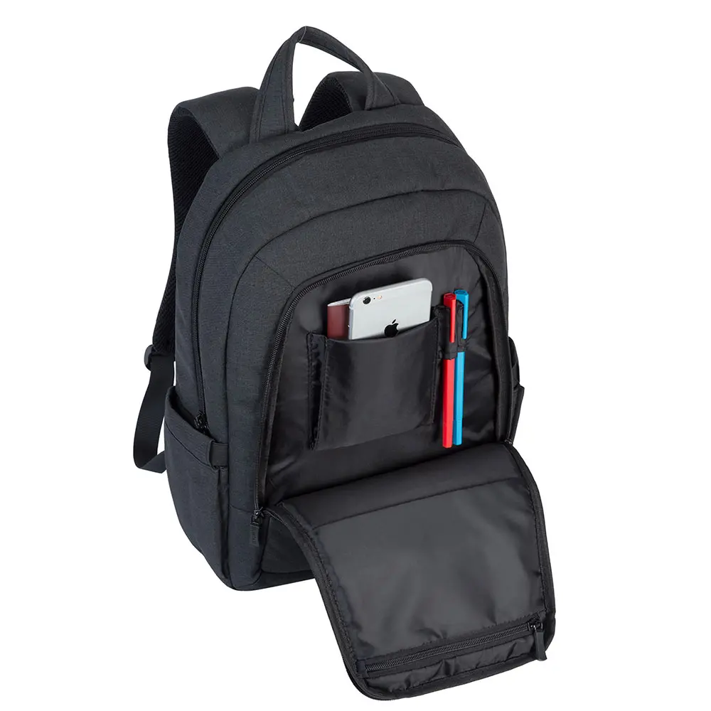 Notbuk üçün çanta RIVACASE 7560 black Laptop Canvas Backpack-image-5